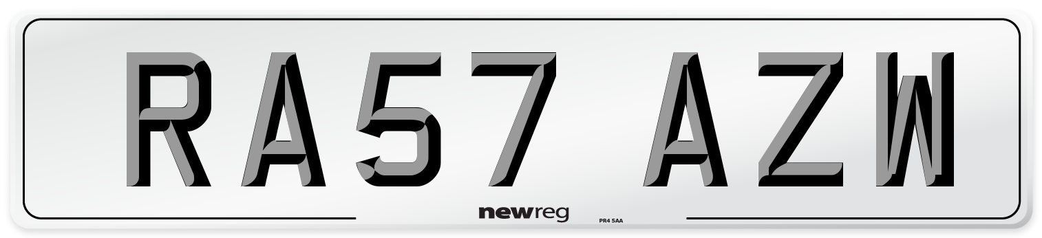 RA57 AZW Number Plate from New Reg